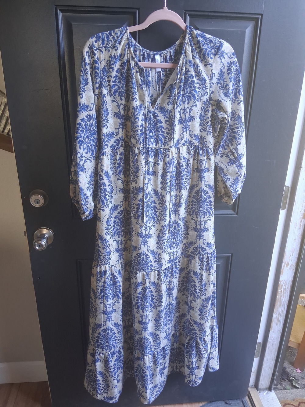 Women's Blue Floral Maxi Dress - Casual Boho Style